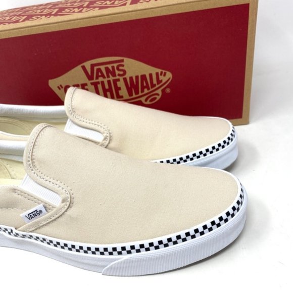 VANS Classic Slip On Checkboard Beige Canvas Women's Size Sneakers VN0A5AO8DJR - Picture 9 of 11